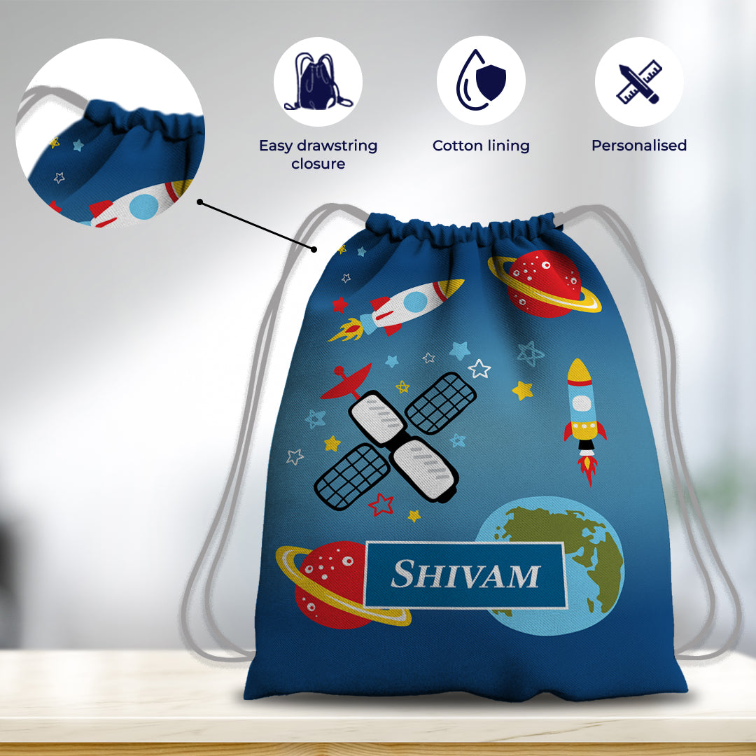 Space Satellites Drawstring Bag (kids)