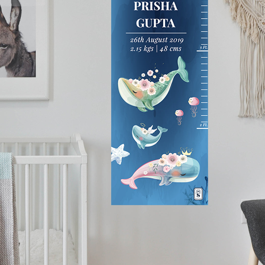 Floral Whales Height Chart (kids)