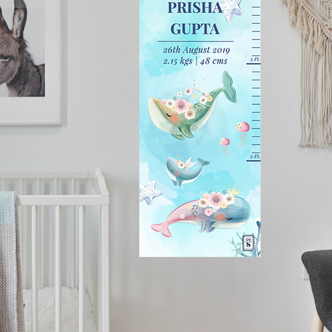 Floral Whales Height Chart (kids)