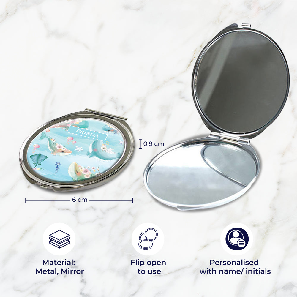 Floral Whales Kids Compact Mirror