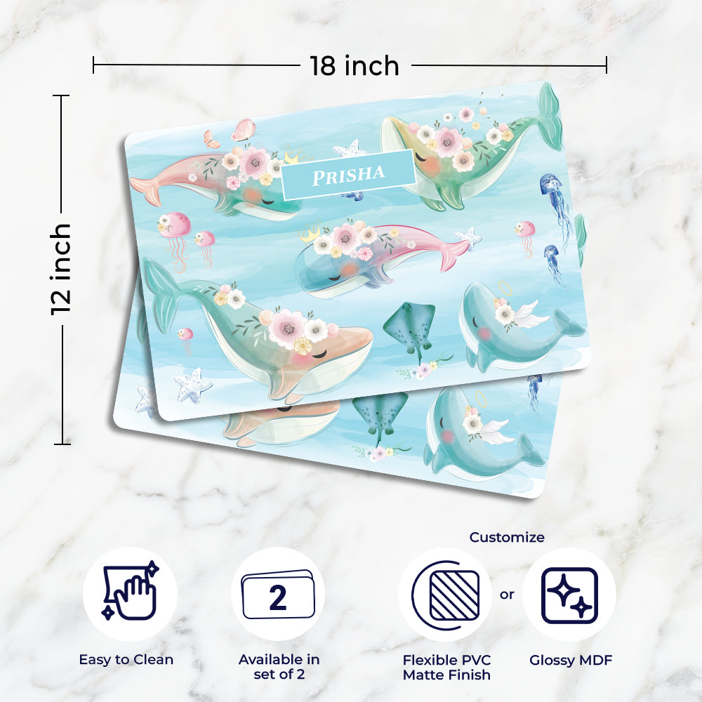 Floral Whales Placemat - Set of 2