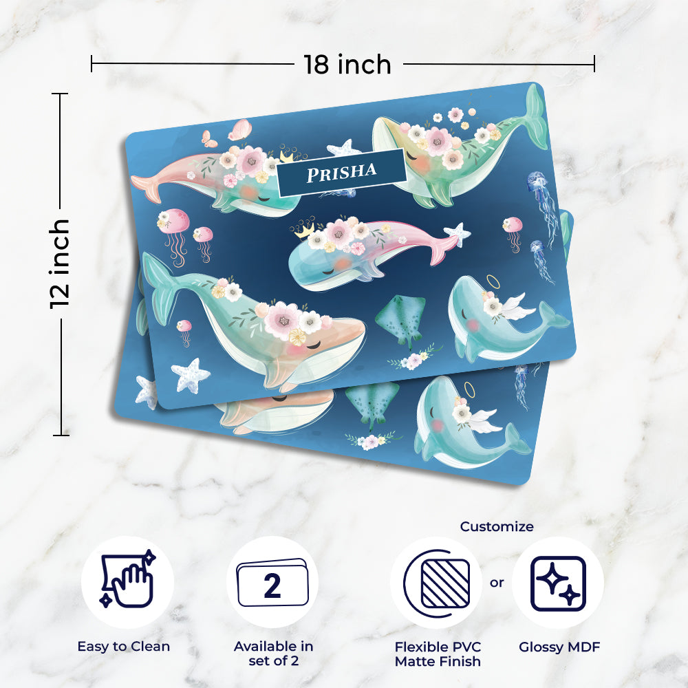 Floral Whales Placemat - Set of 2