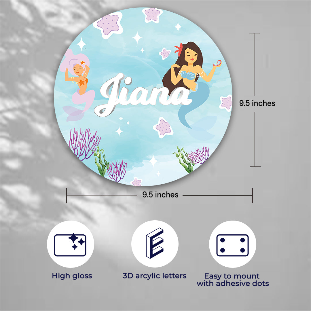 Sassy Mermaid Name Plate (Round)