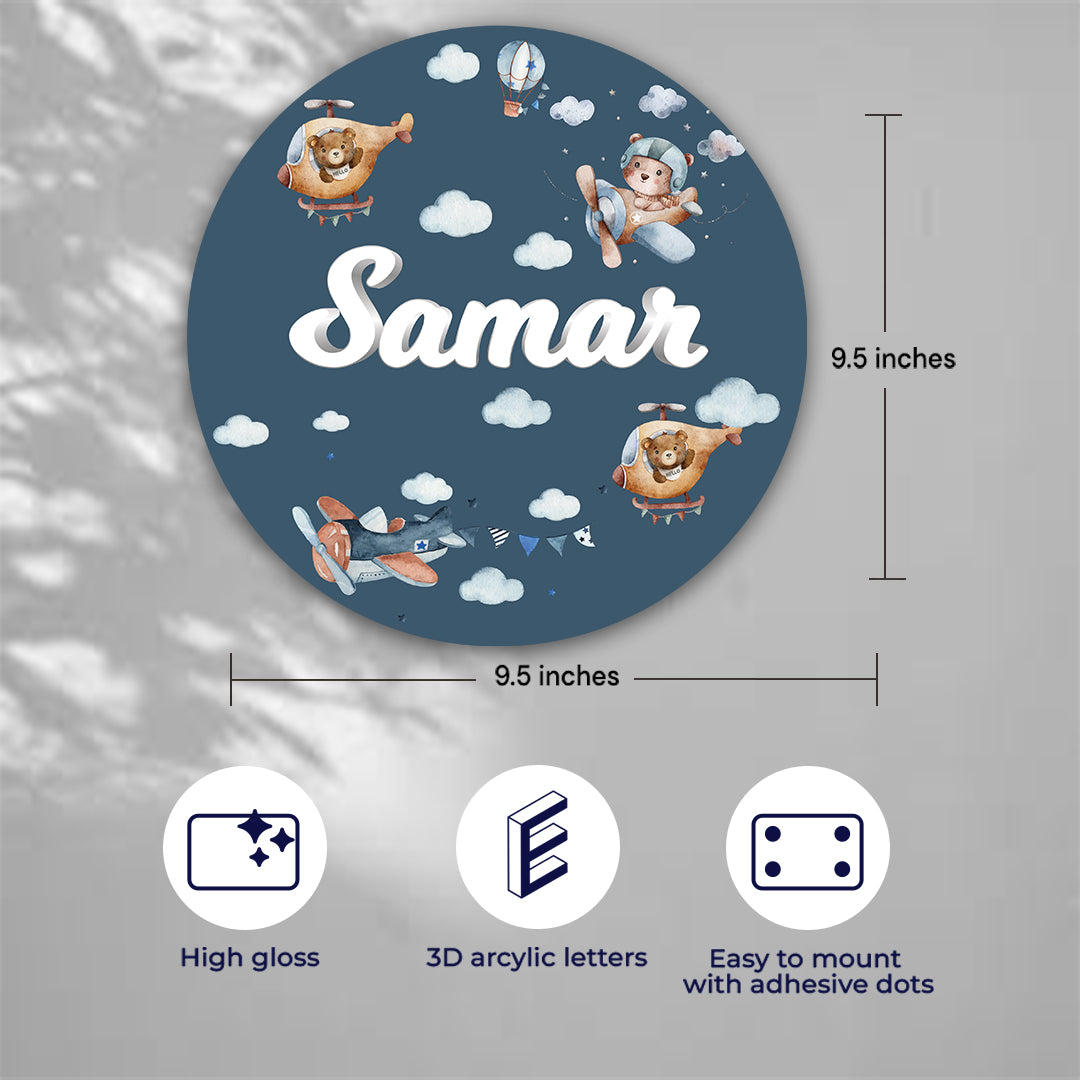 Teddy's Flight Name Plate (Round)