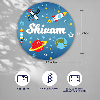 Space Satellites Name Plate (Round)
