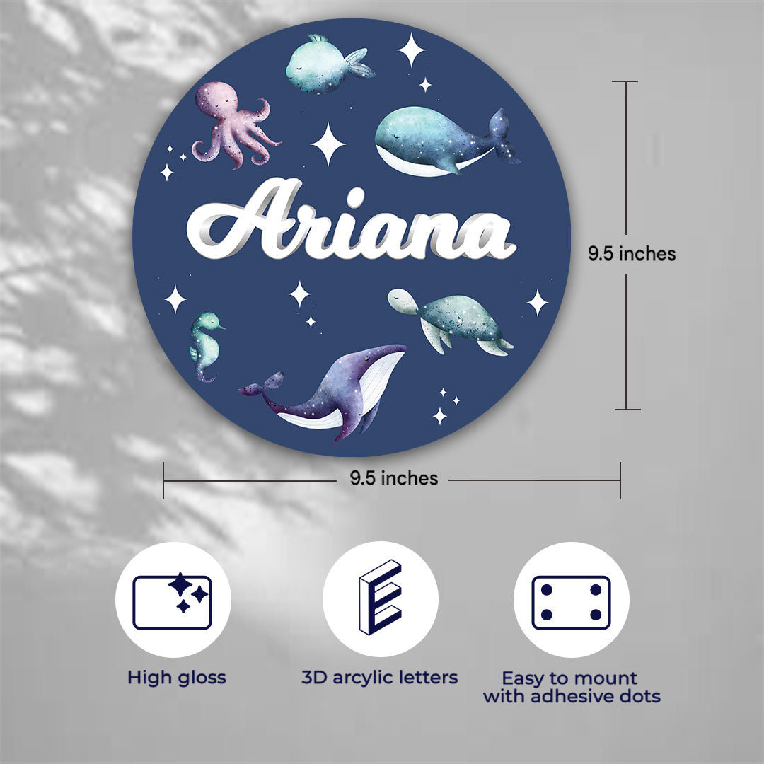 Midnight Ocean Name Plate (Round)