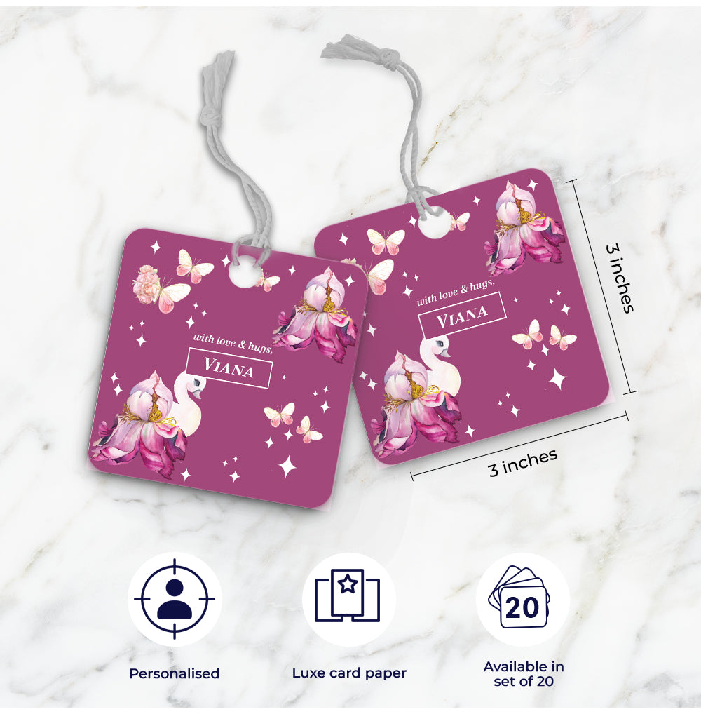 Butterfly Swan Blossom Gift Tag (kids)