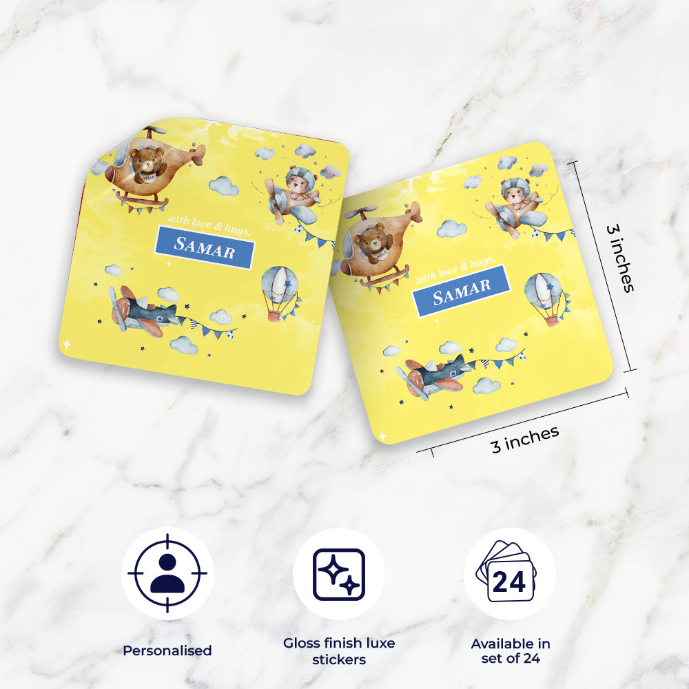 Teddy's Flight Gift Sticker - set of 24