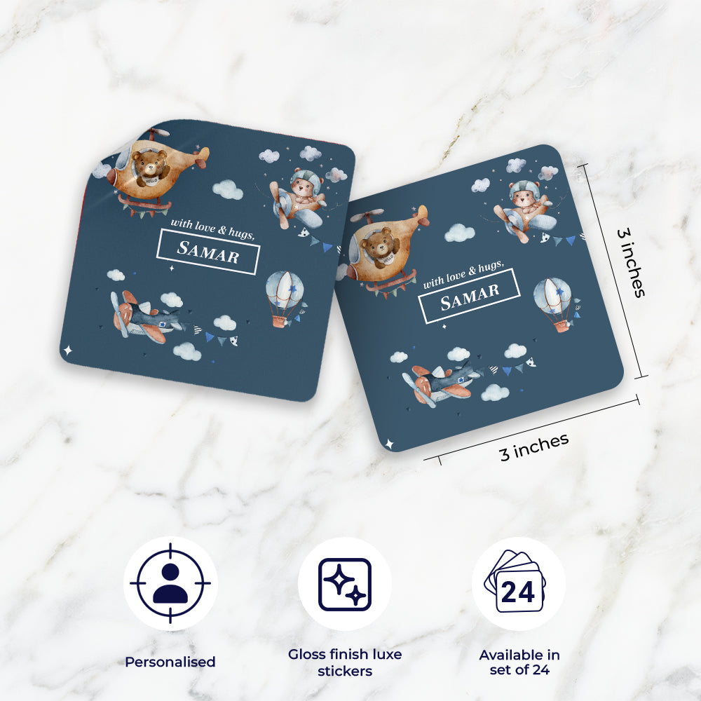 Teddy's Flight Gift Sticker - set of 24