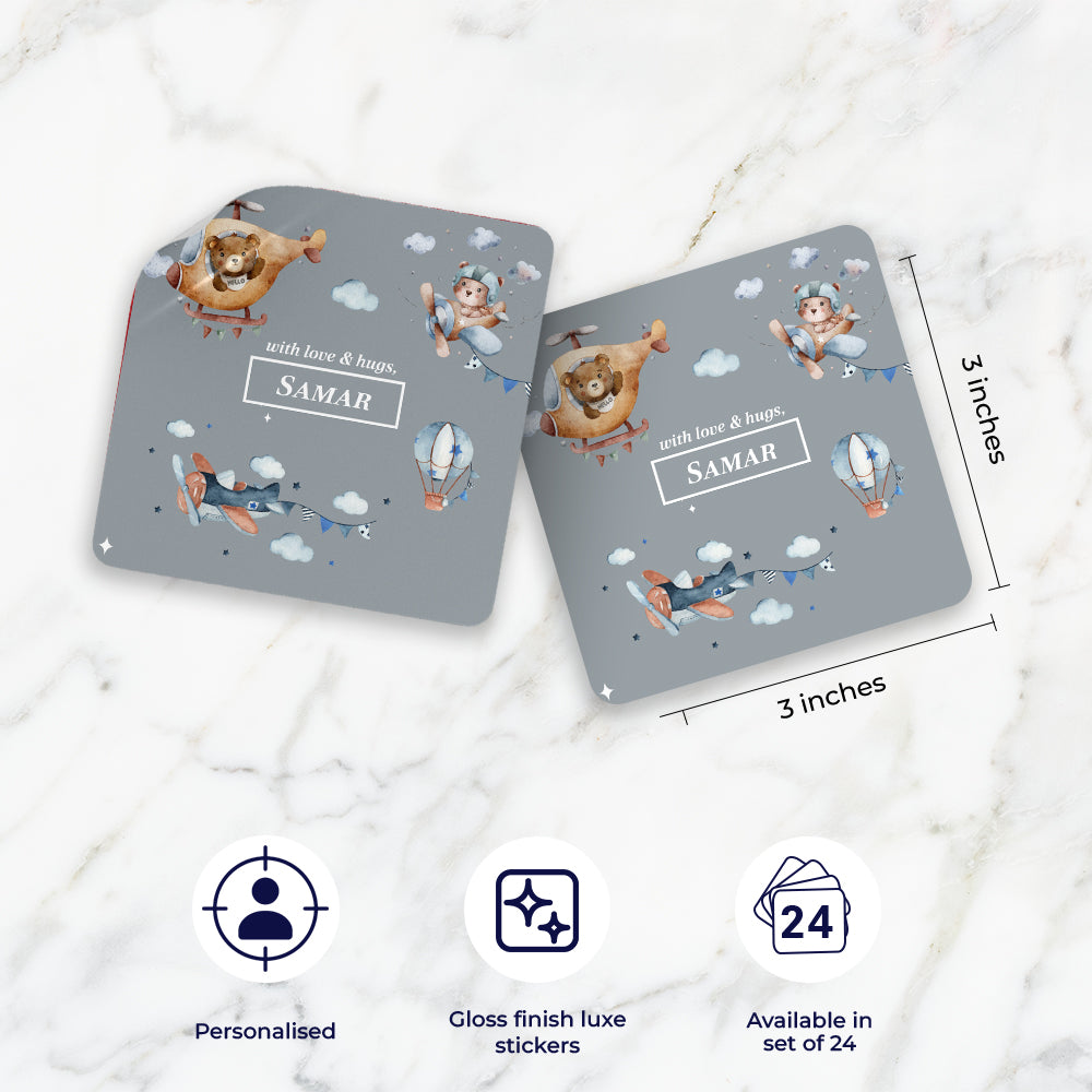 Teddy's Flight Gift Sticker - set of 24