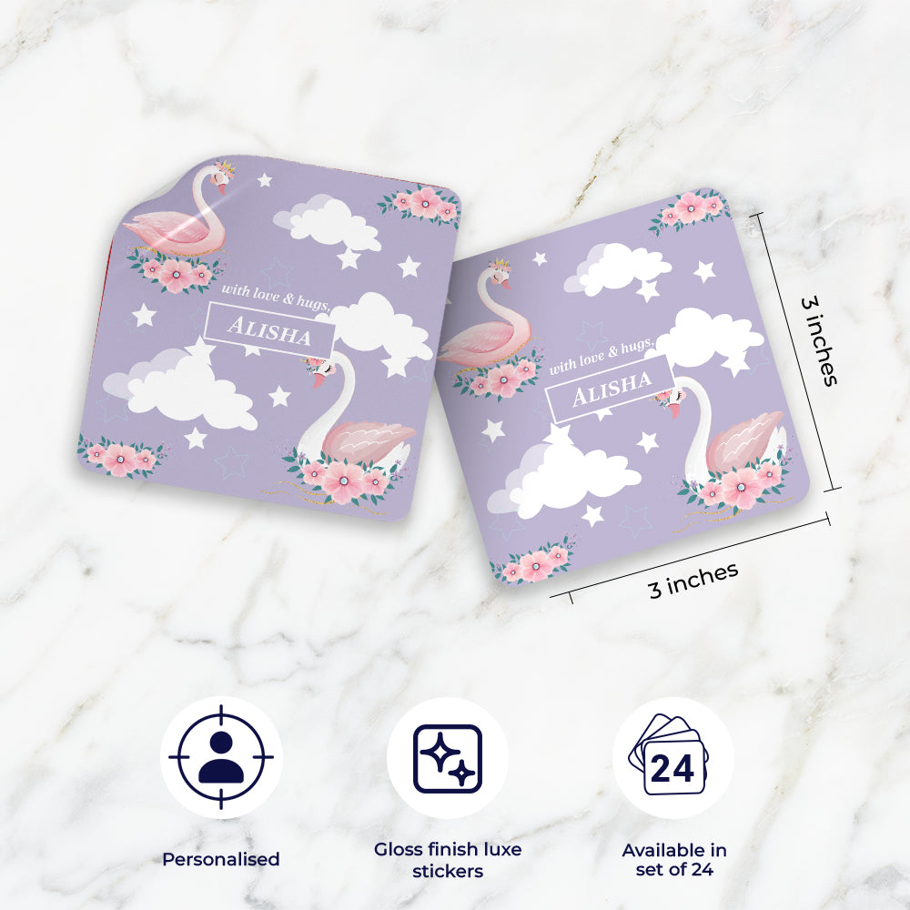 Swan Princess Gift Sticker - set of 24