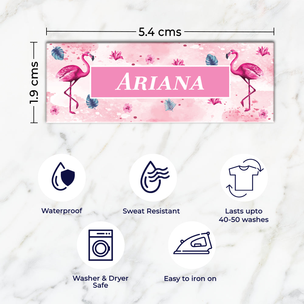 Flamingo Fiesta Iron on Labels - set of 30