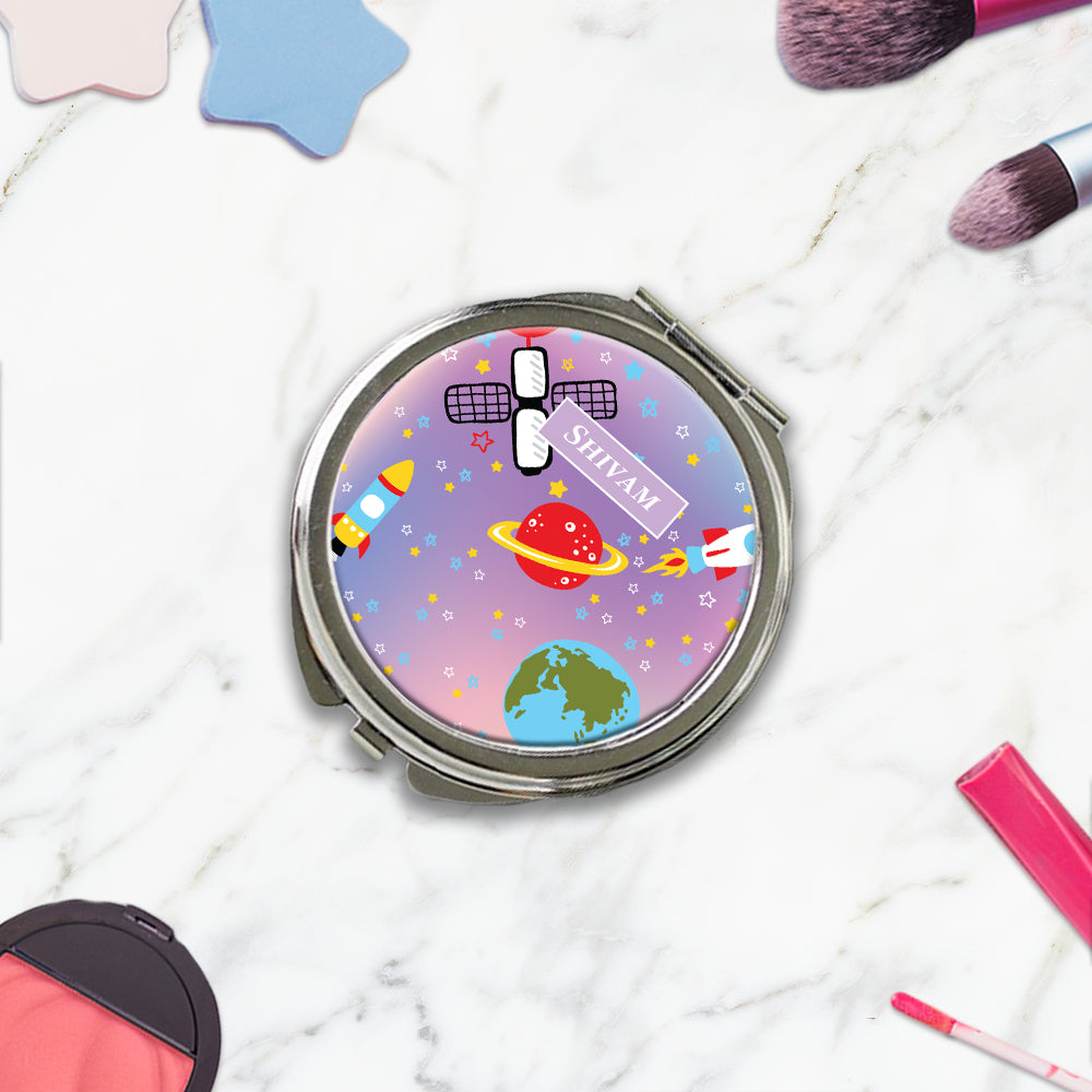 Space Satellites Kids Compact Mirror