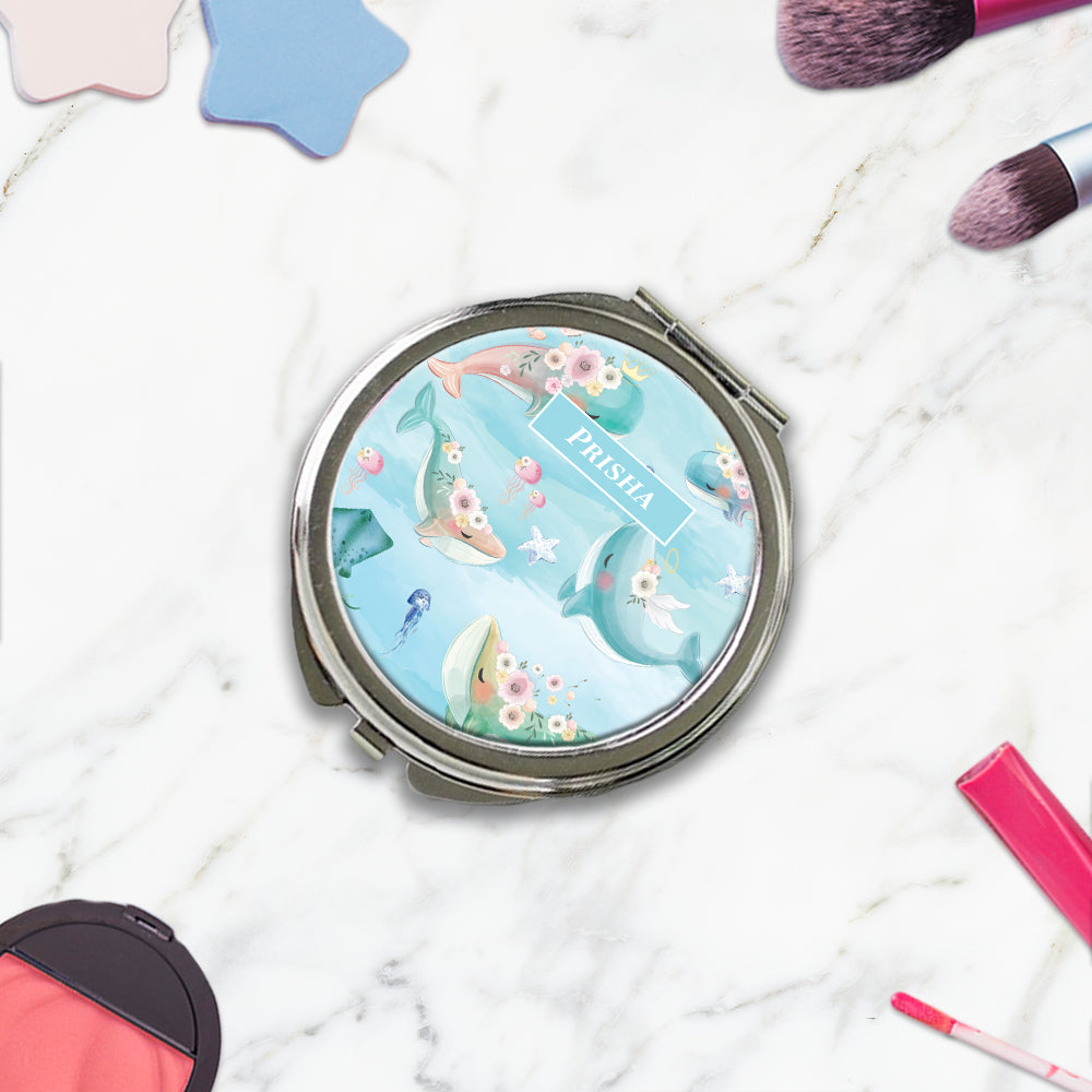 Floral Whales Kids Compact Mirror