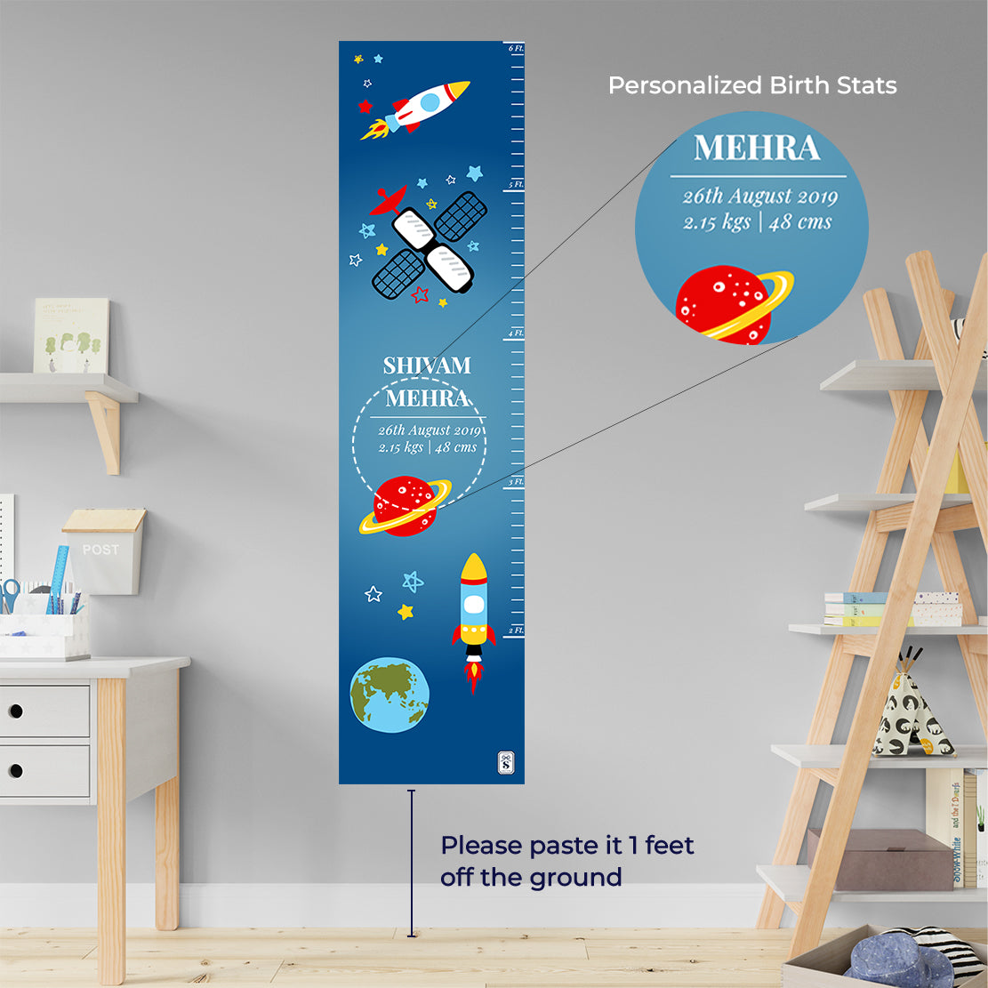 Space Satellites Height Chart (kids)