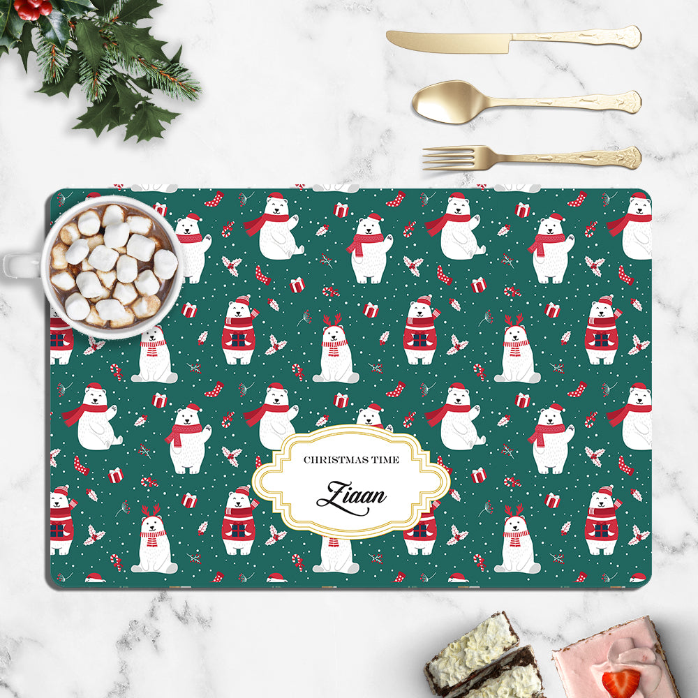 Merry Polar Bears Christmas Tablemat