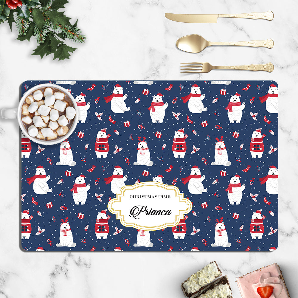 Merry Polar Bears Christmas Tablemat