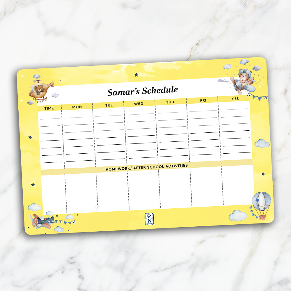 Teddy's Flight Kids Schedule Planner