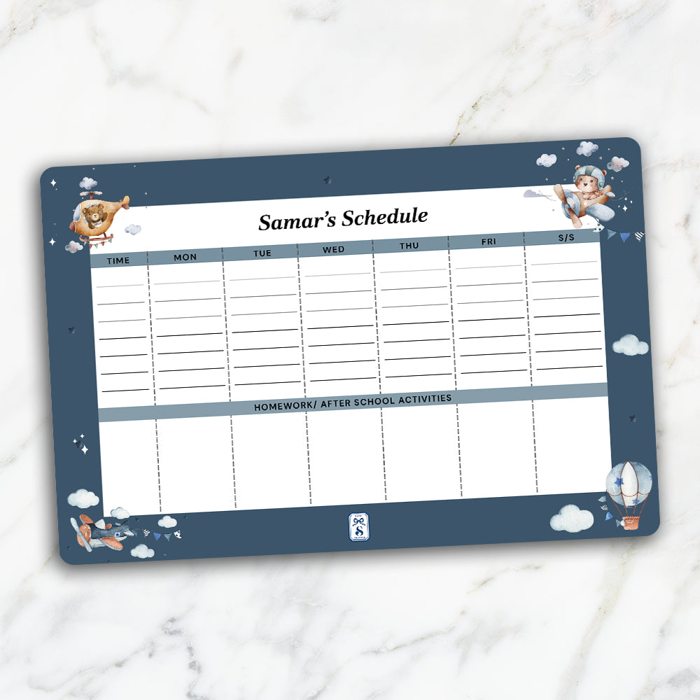 Teddy's Flight Kids Schedule Planner