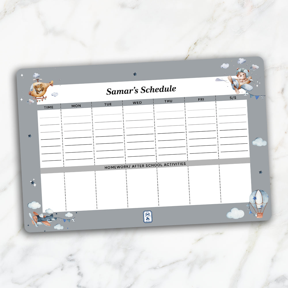 Teddy's Flight Kids Schedule Planner