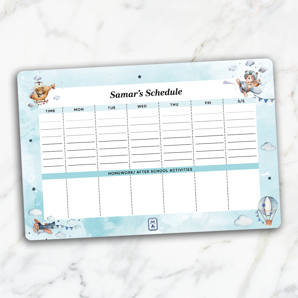 Teddy's Flight Kids Schedule Planner