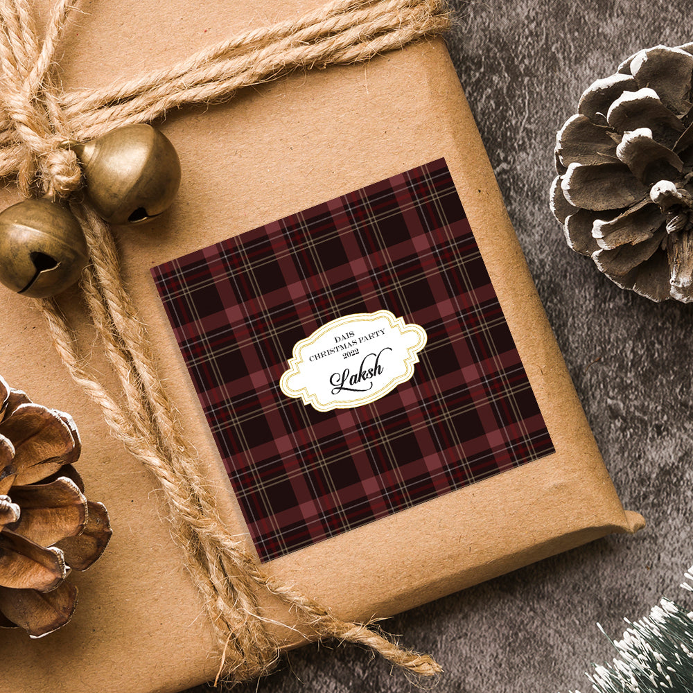 Tartan Christmas Gift Sticker (Set of 24)