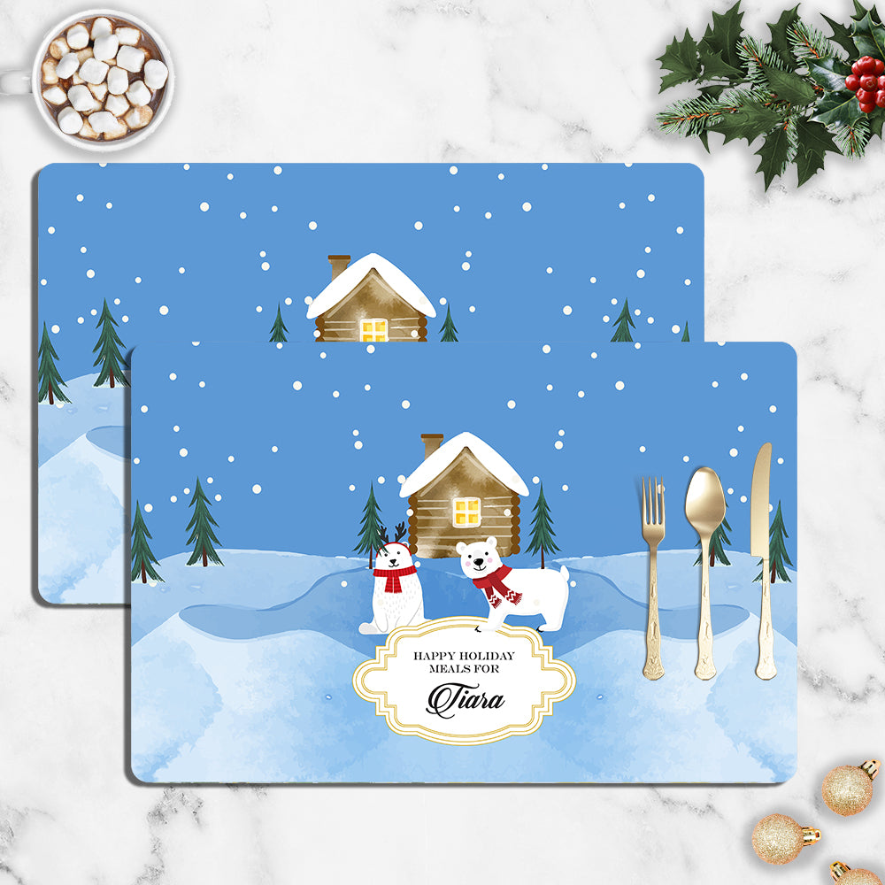 Polar Bears Cottage Christmas Tablemat