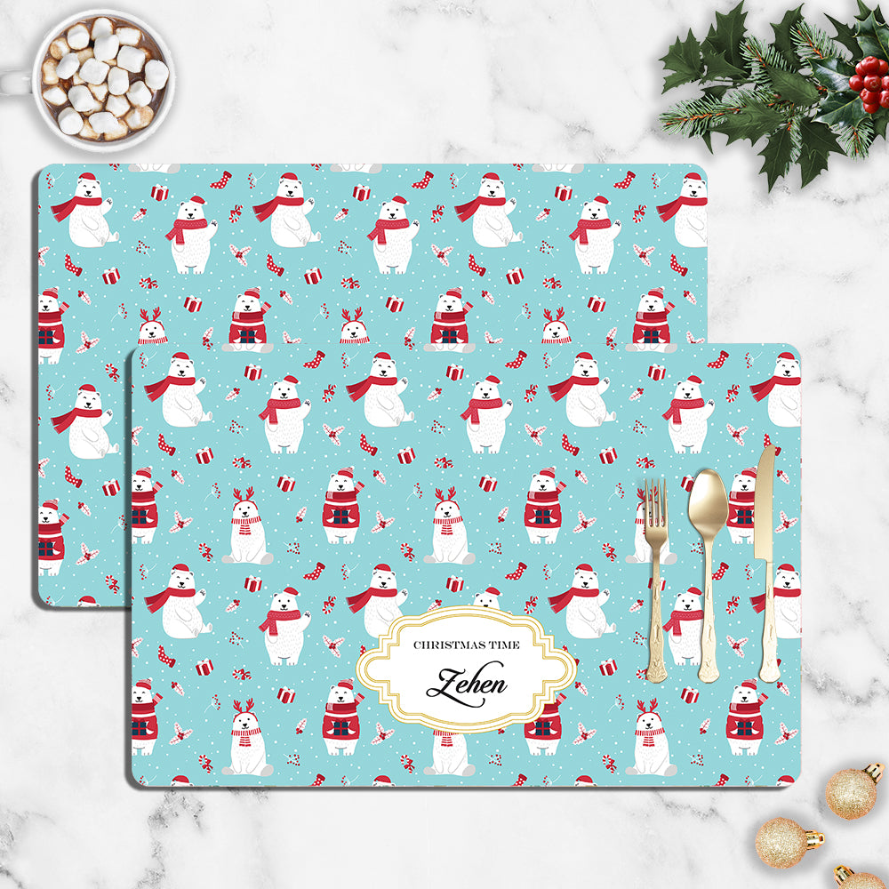 Merry Polar Bears Christmas Tablemat