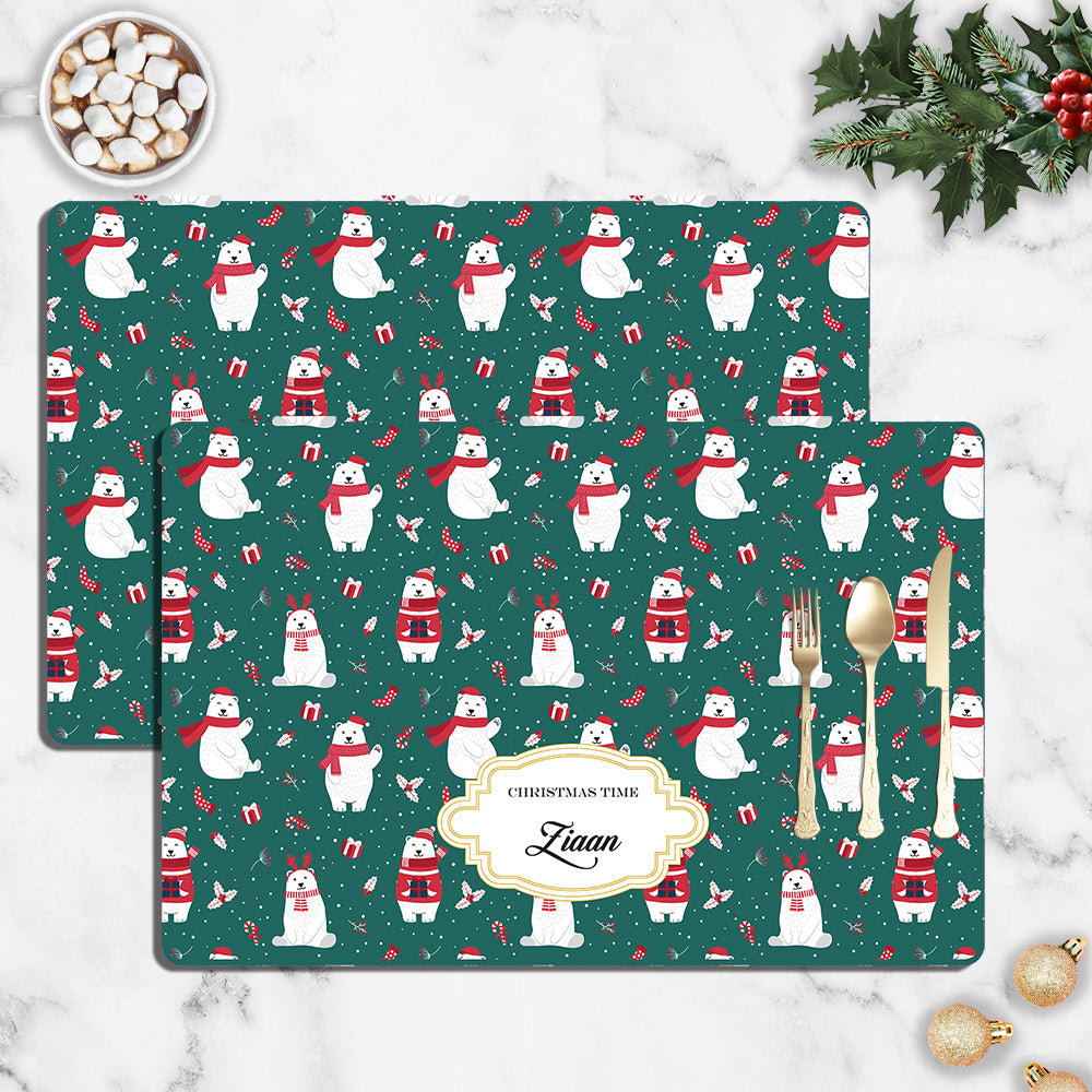 Merry Polar Bears Christmas Tablemat