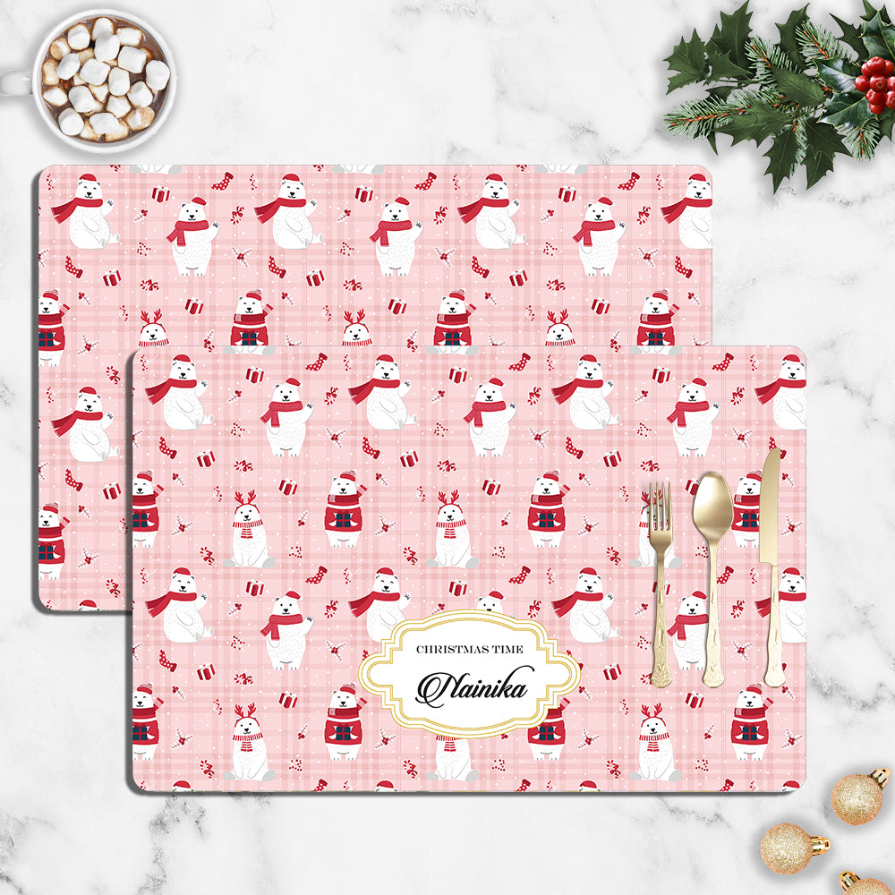 Merry Polar Bears Christmas Tablemat