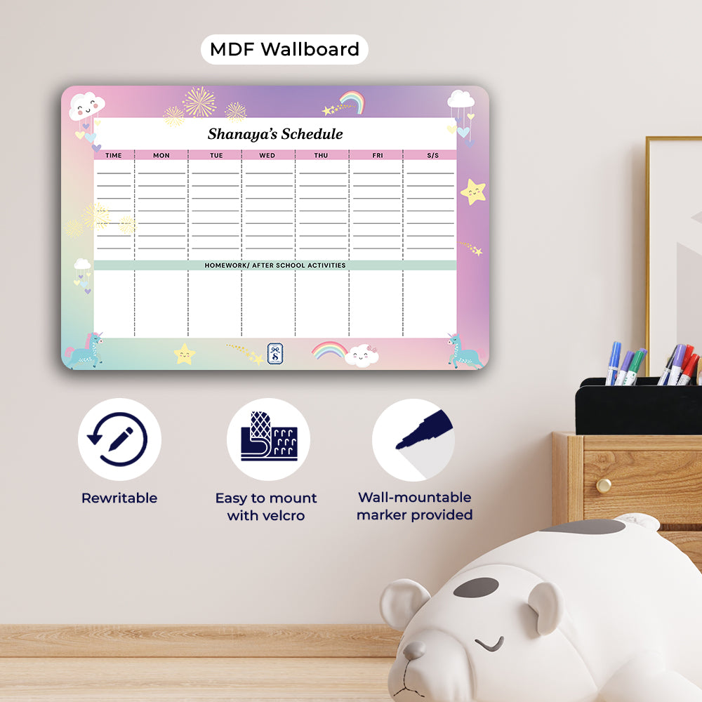 Unicorns & Rainbow Kids Schedule Planner