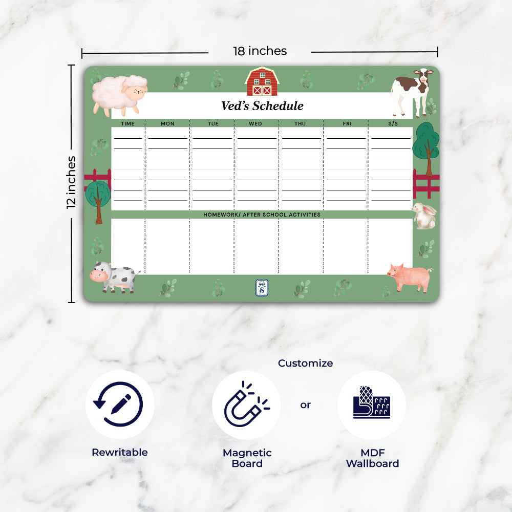 Farm Friends Kids Schedule Planner