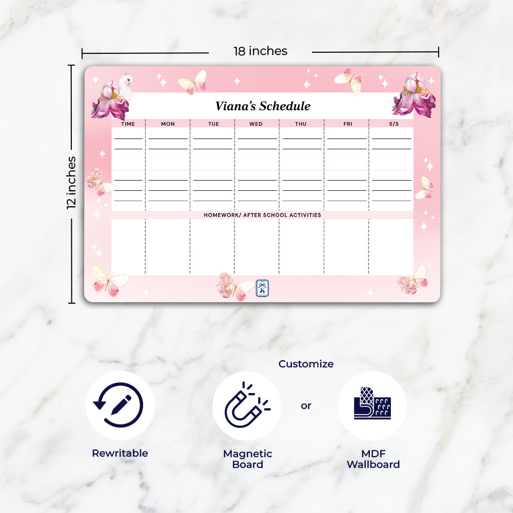 Butterfly Swan Blossom Kids Schedule Planner