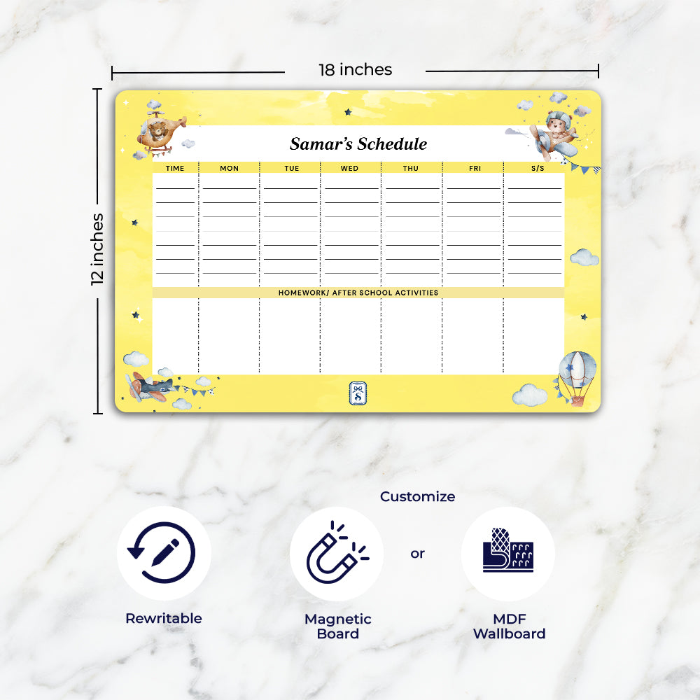 Teddy's Flight Kids Schedule Planner