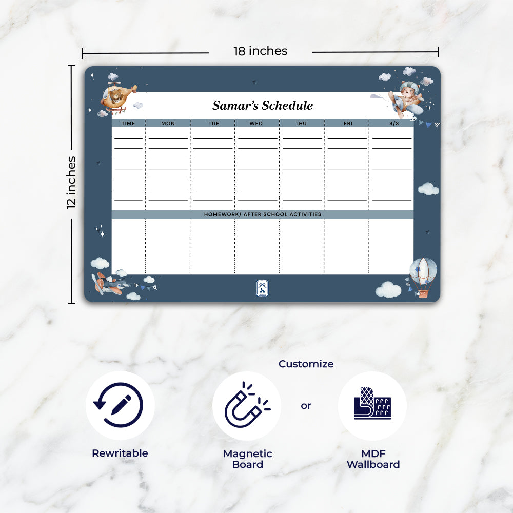 Teddy's Flight Kids Schedule Planner