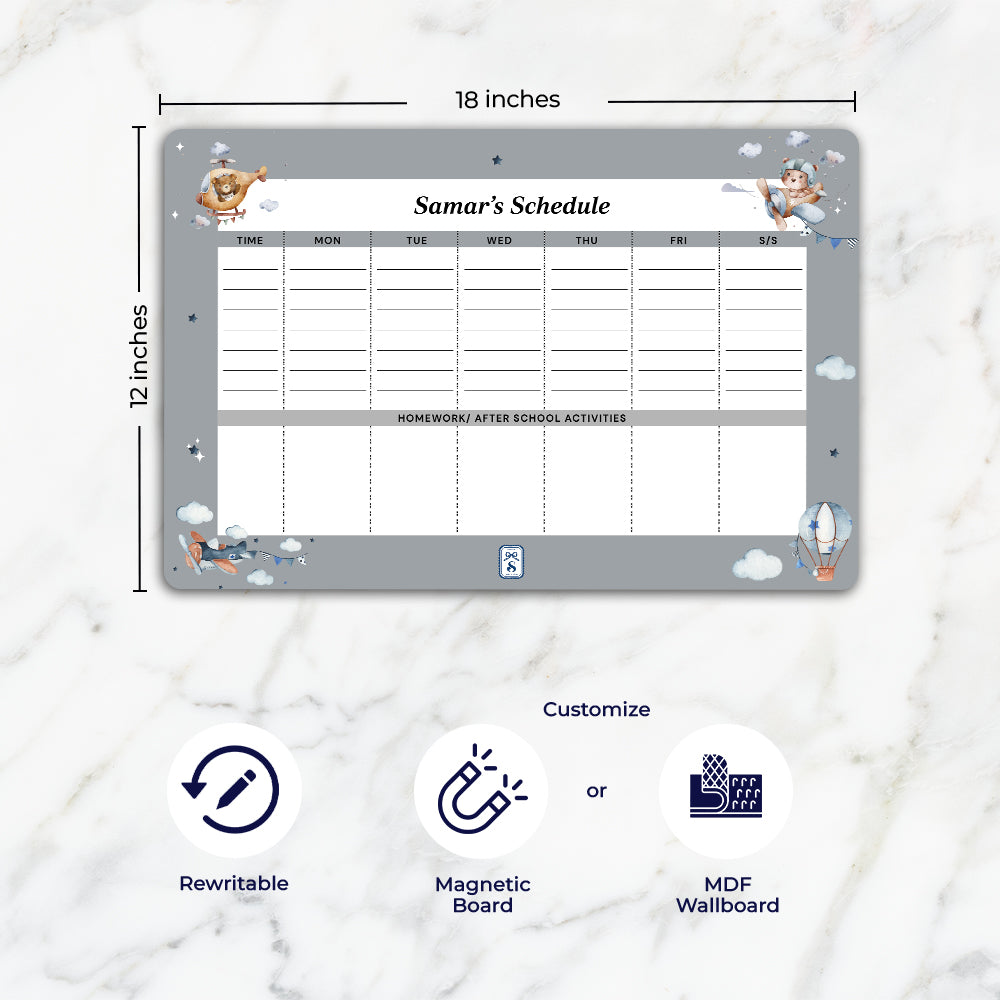 Teddy's Flight Kids Schedule Planner