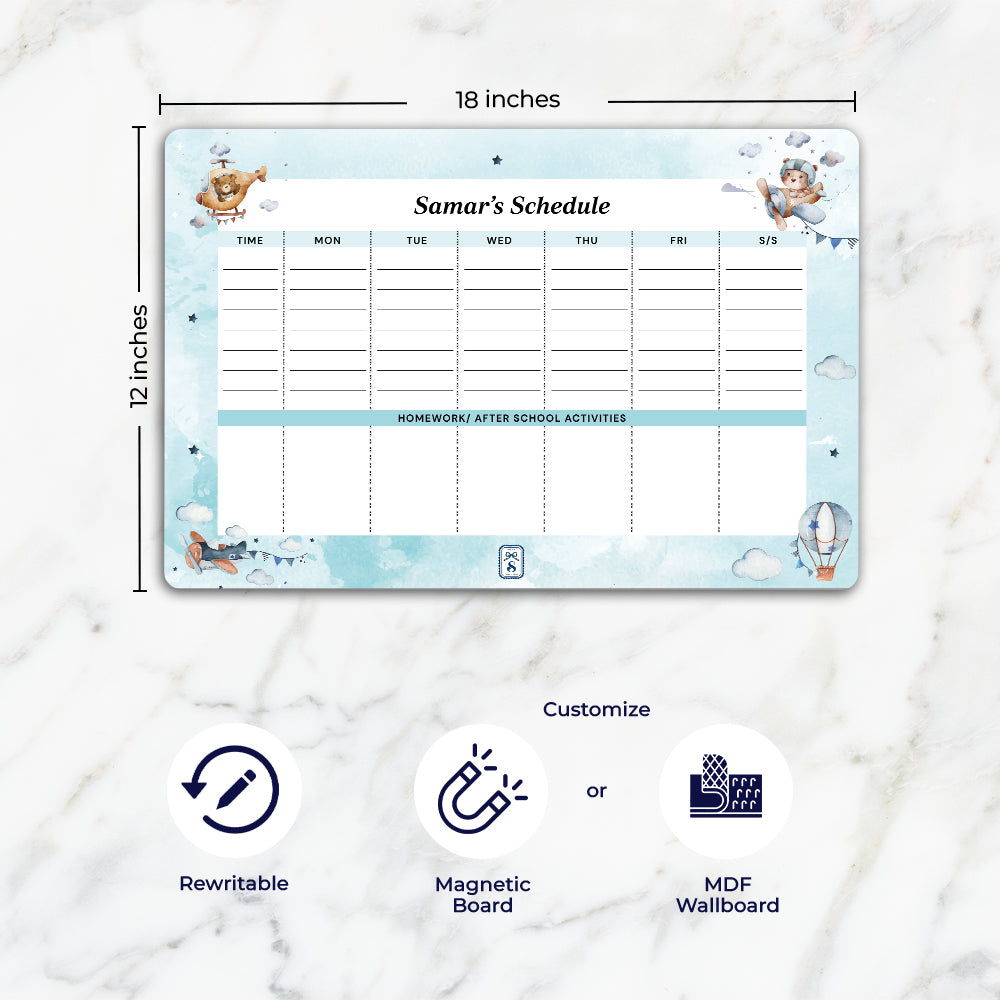 Teddy's Flight Kids Schedule Planner