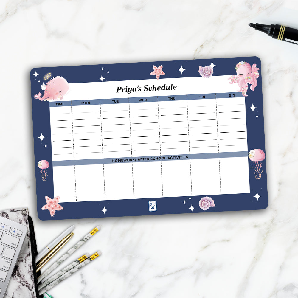 Blushing Underseas Kids Schedule Planner