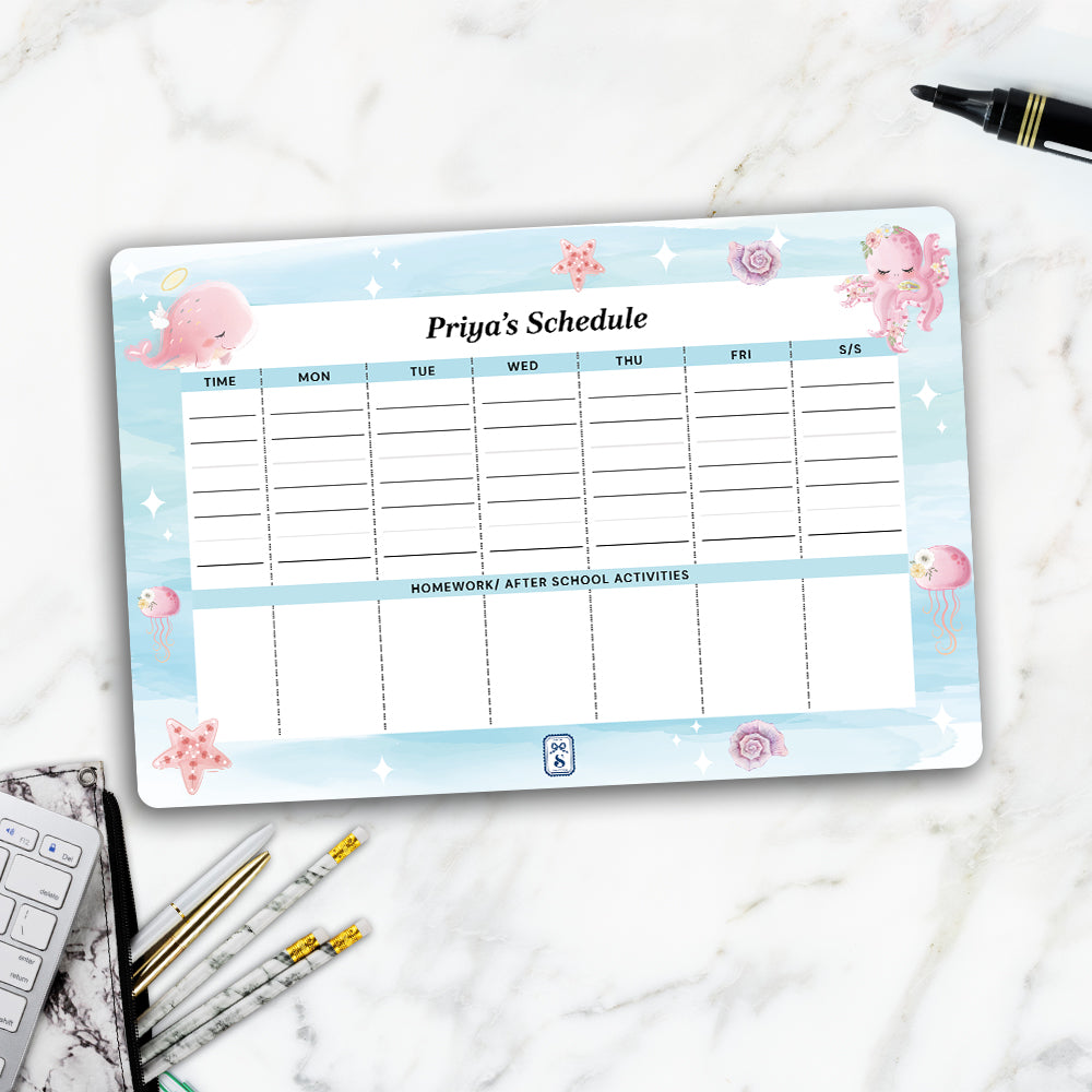 Blushing Underseas Kids Schedule Planner