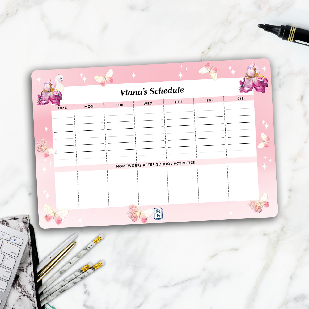 Butterfly Swan Blossom Kids Schedule Planner