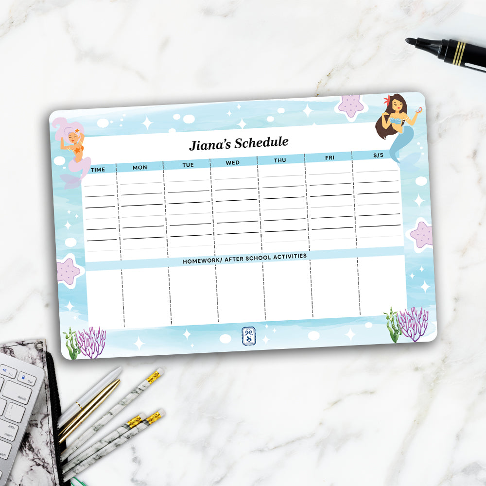 Sassy Mermaid Kids Schedule Planner