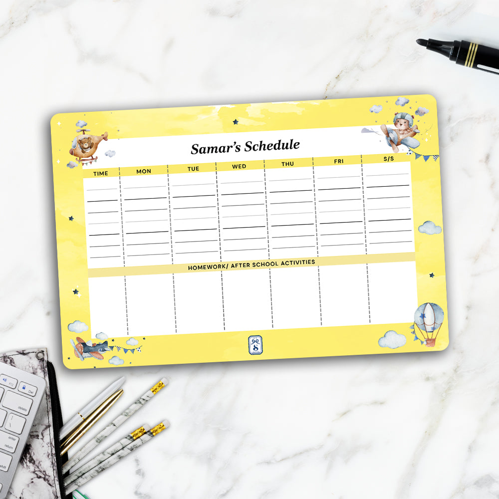 Teddy's Flight Kids Schedule Planner