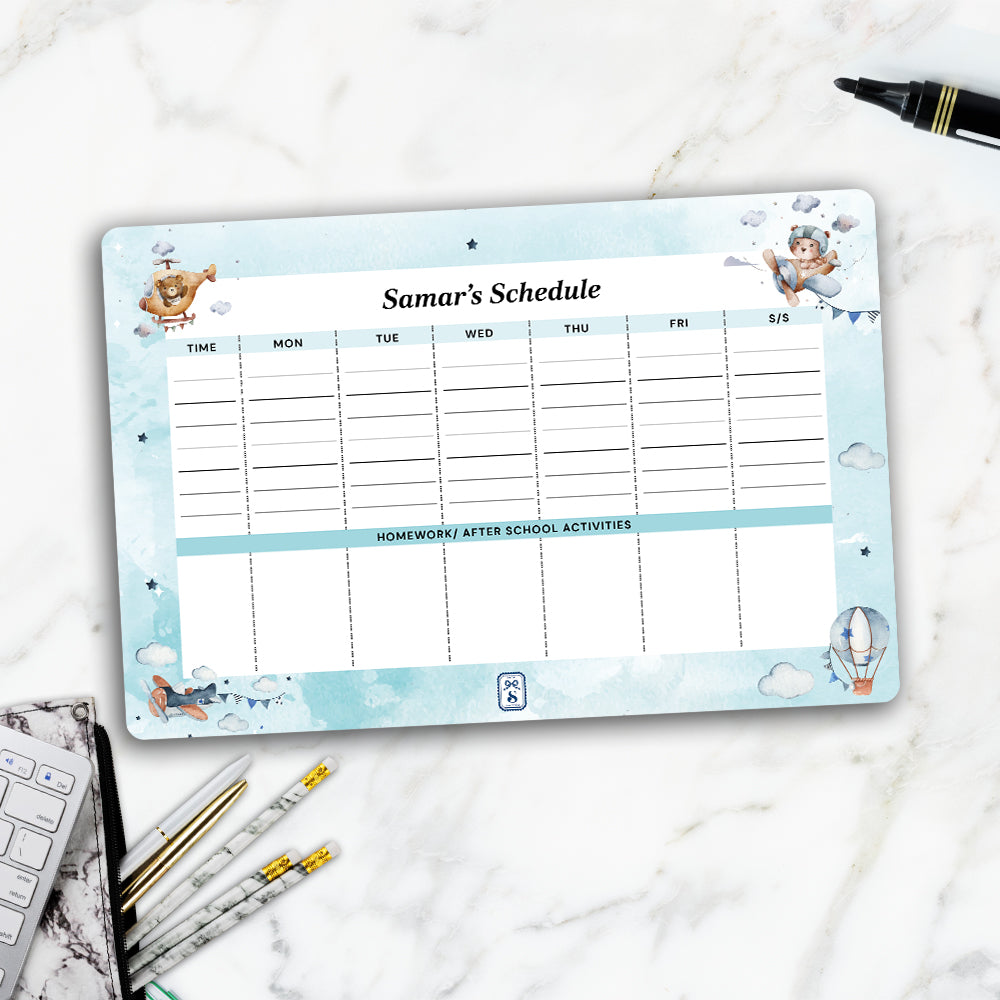 Teddy's Flight Kids Schedule Planner