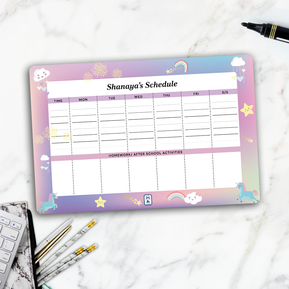 Unicorns & Rainbow Kids Schedule Planner