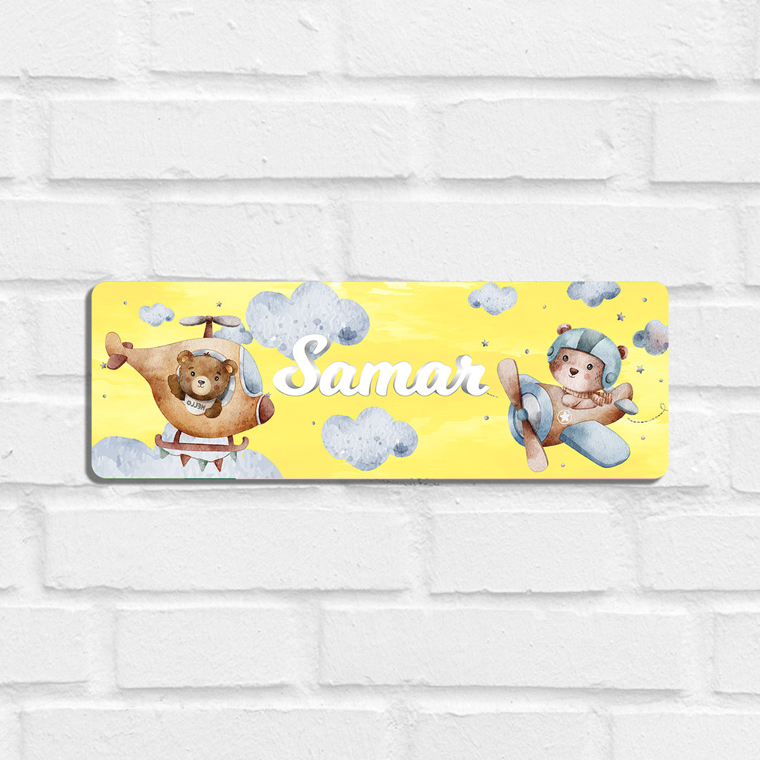 Teddy's Flight Name Plate (Petite) (kids)