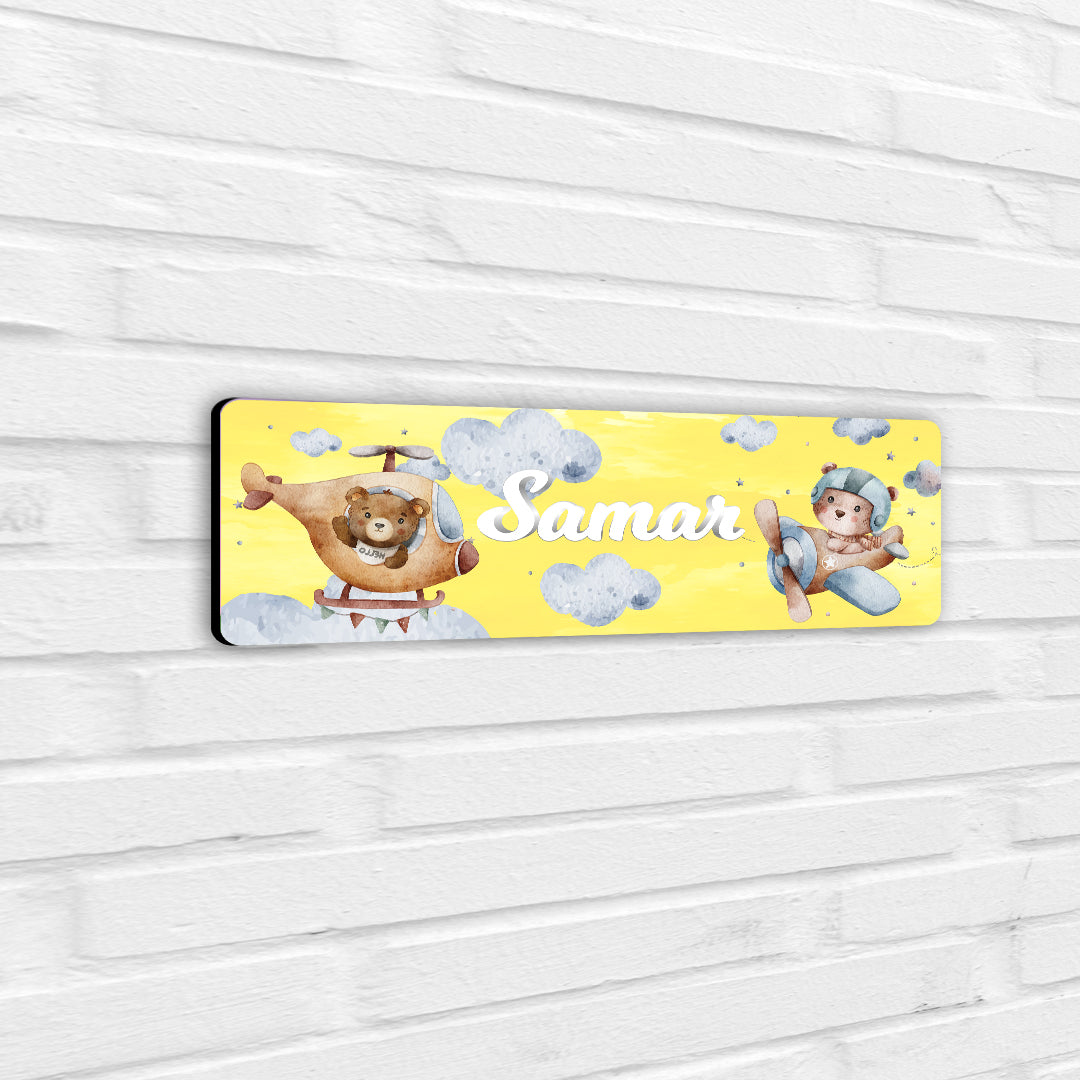 Teddy's Flight Name Plate (Petite) (kids)