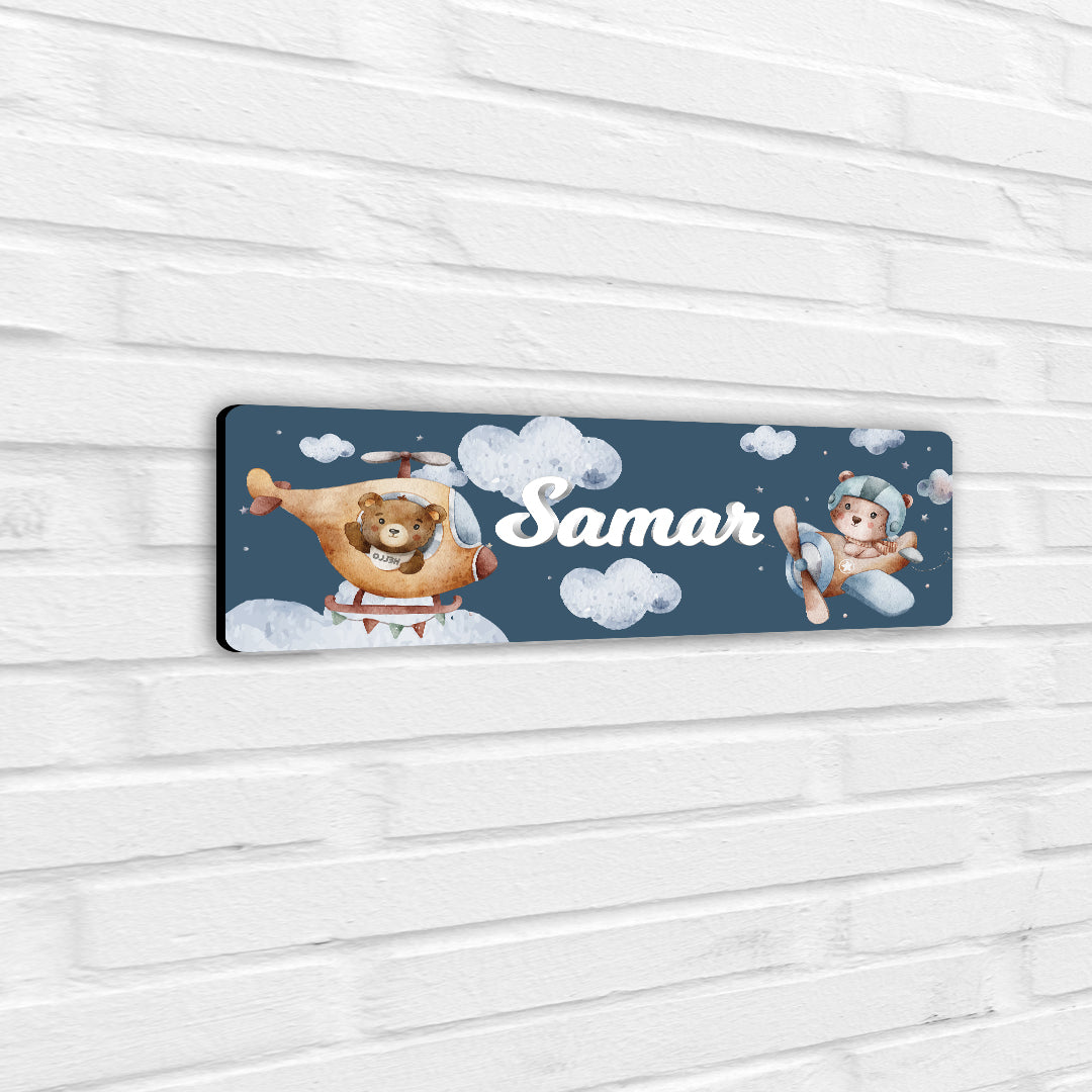 Teddy's Flight Name Plate (Petite) (kids)