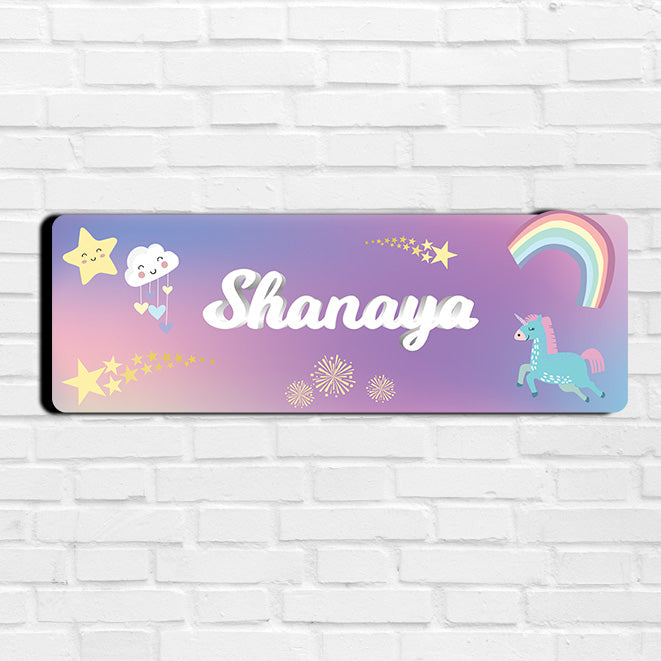 Unicorns & Rainbow Name Plate (Petite) (kids)