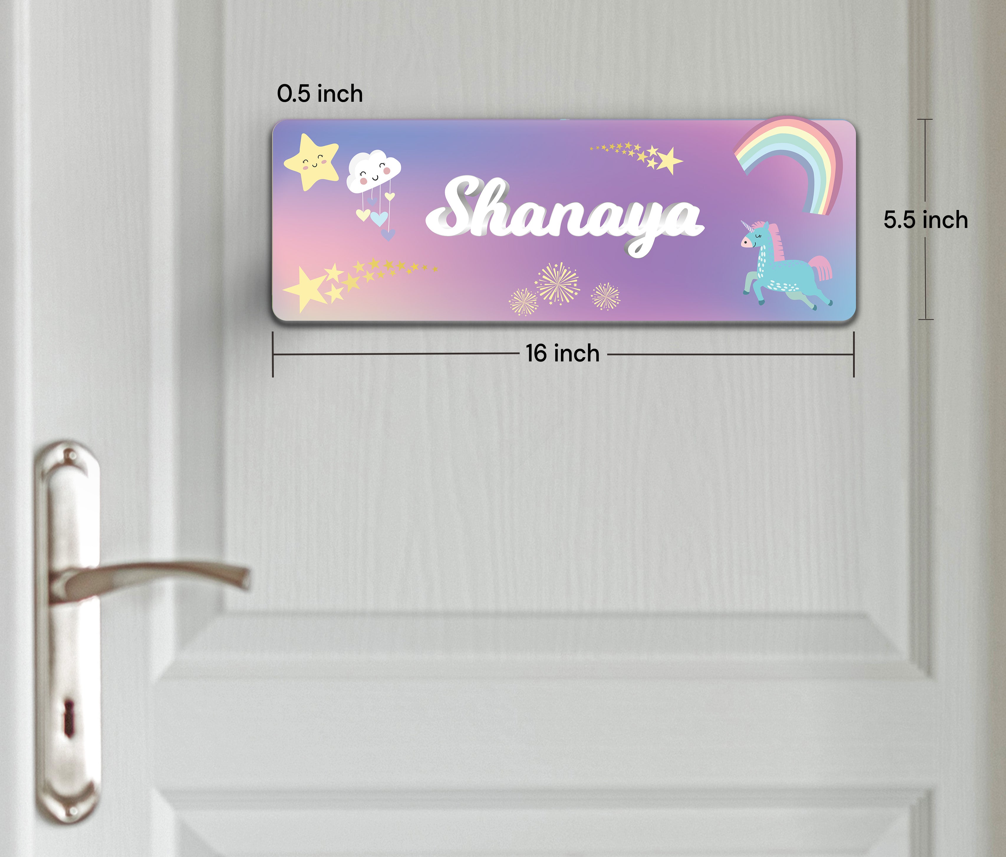 Unicorns & Rainbow Name Plate (Petite) (kids)