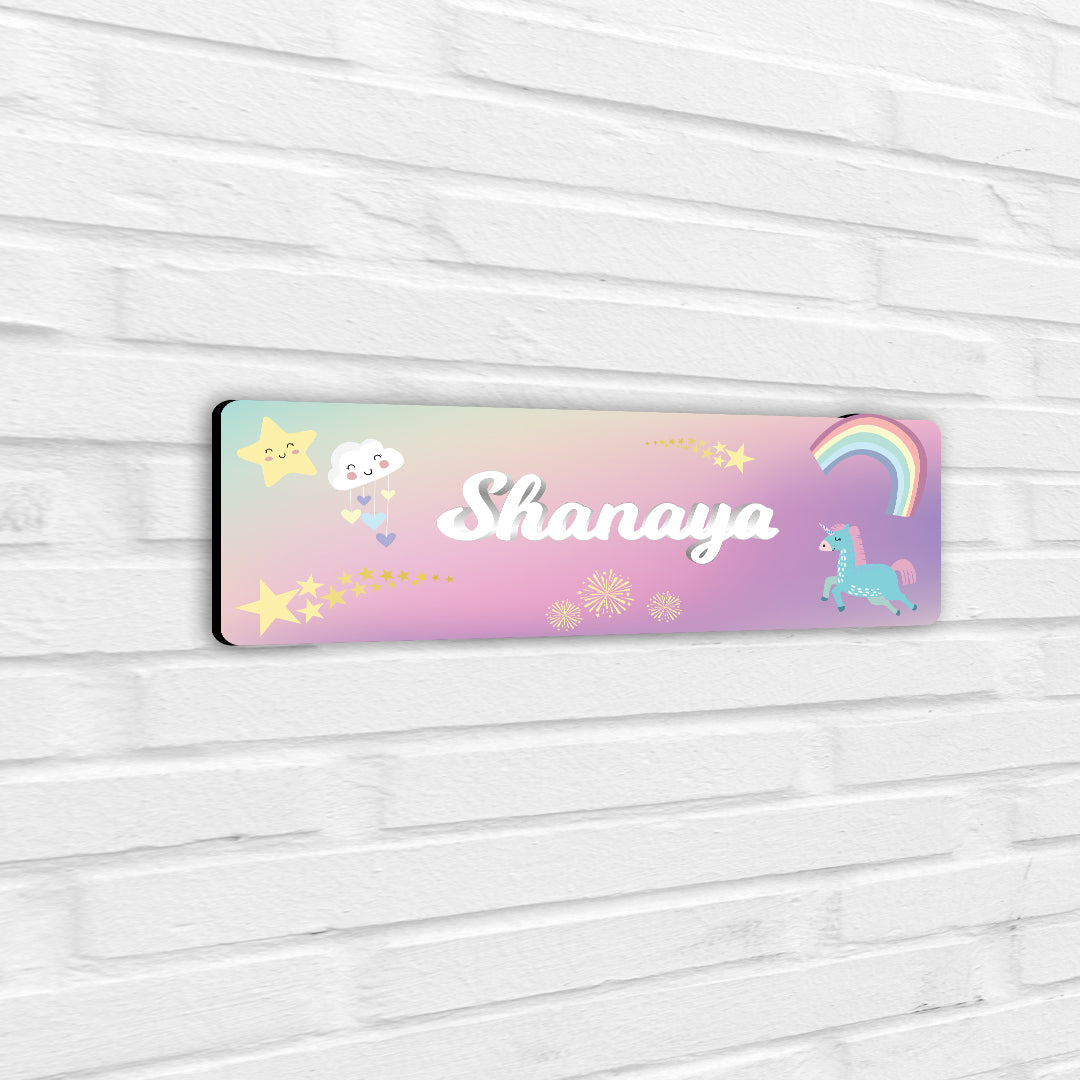 Unicorns & Rainbow Name Plate (Petite) (kids)